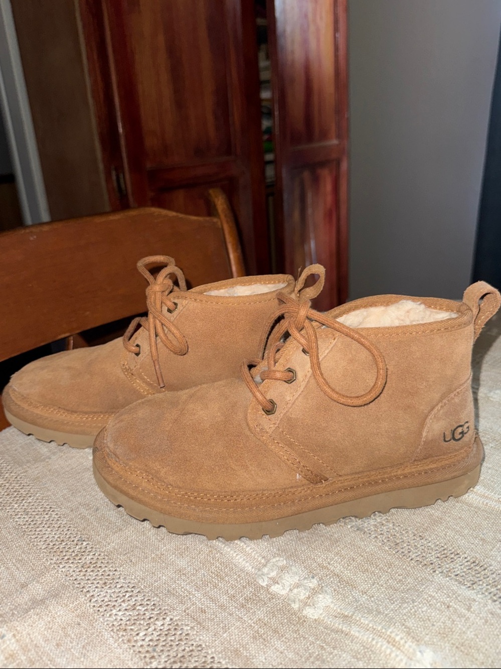 UGG Chestnut Suede Lace-Up Ankle Boots